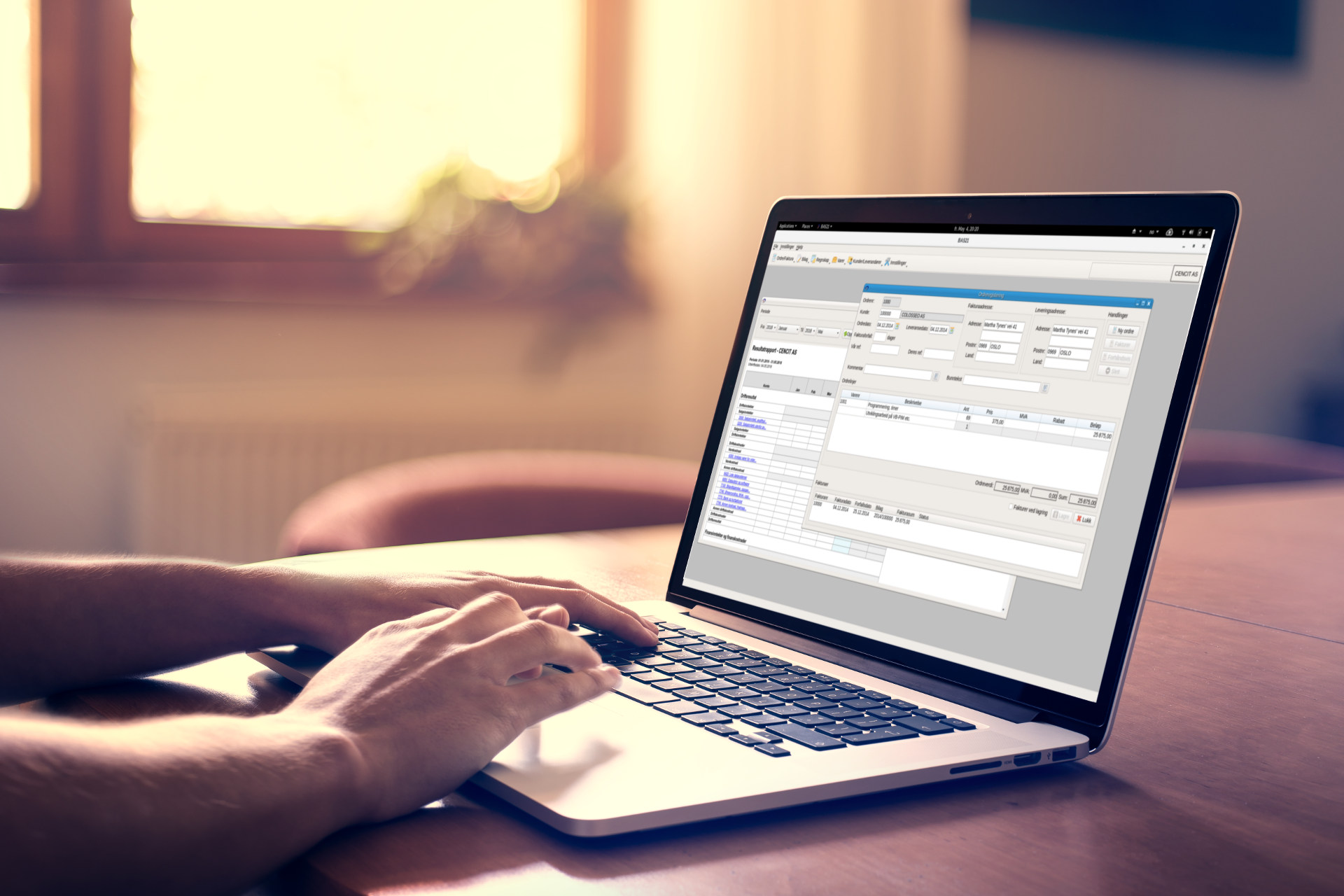 BAS21 åpnet på en bærbar PC